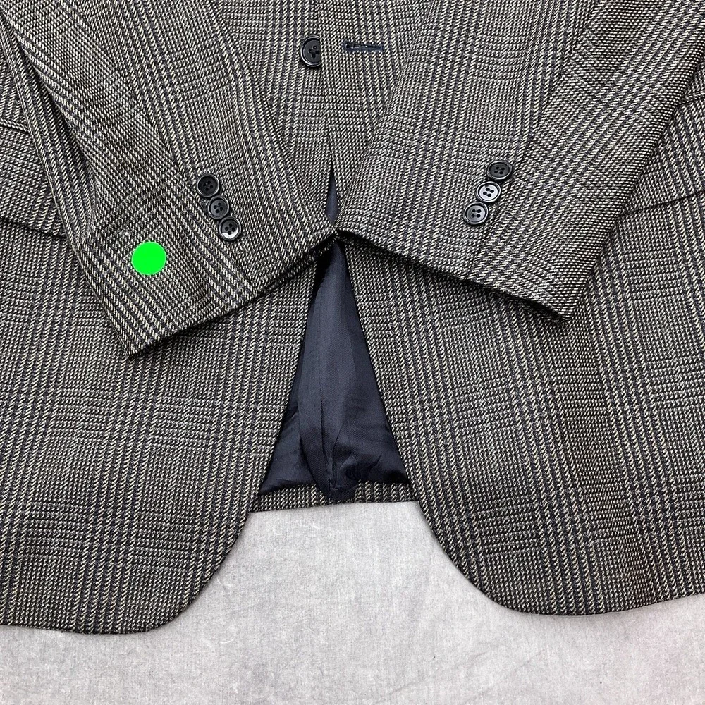 Talbots Blazer Men 44L Black Blue Tan Tweed Houndstooth Plaid Sport Jacket Italy